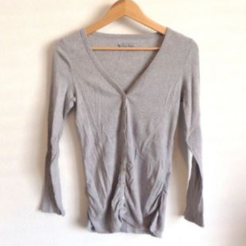 Victoria Secret Tee Shop Button Rouched Grey Shirt